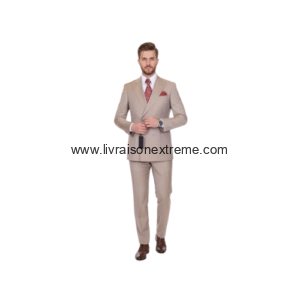 Costume croisé 2 pièces teinte neutre beige