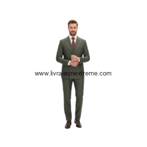 Costume croisé 2 Pièces motif kaki