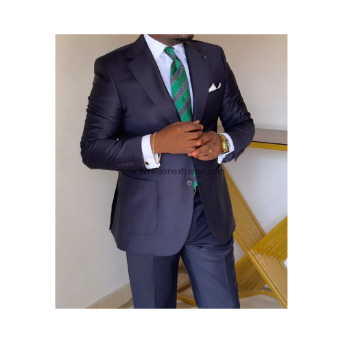 Costume Croisé 2 pièces coupe classique bleu marine – Image 2