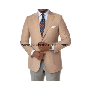 Costume croisé 2 pièces Poches à rabat et poche-poitrine beige clair