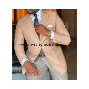 Costume croisé 2 pièces Poches à rabat  et poche-poitrine beige clair