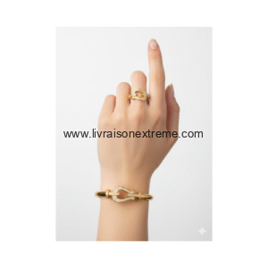 Ensemble bracelet et bague en boucle pavée