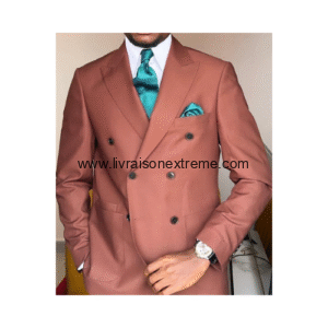 Costume croisé 2 pièces blazer rose vieux