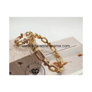 Ensemble Bracelet et bague à maillons pavés