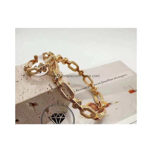 Ensemble Bracelet et bague à maillons pavés – Image 2