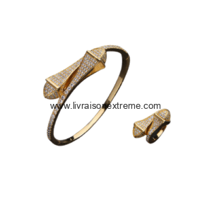 Ensemble bracelet et bague en strass