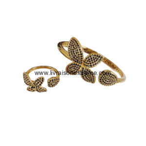 Ensemble bracelet et bague en papillon