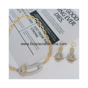 Ensemble collier et boucles d'oreilles à maillons