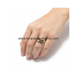 Bague sertie des cristaux – Dorée