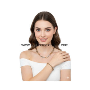 Ensemble collier et bracelet de motif clé grecque