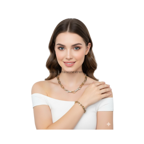 Ensemble collier et bracelet de motif clé grecque