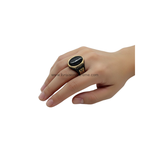 Bague élite avec pierre noire – Image 2