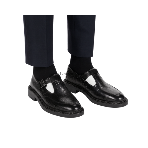Mocassins à boucles en cuir embossé crocodile – Image 3
