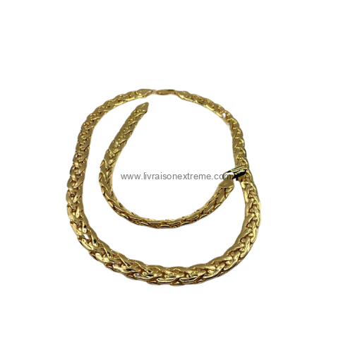 Ensemble Collier et bracelet à maille palmier en chute