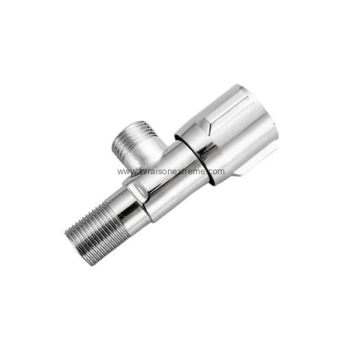 Vanne d’angle 3 voies – Chromée, 1/2’’ F → 2× 1/2’’ M