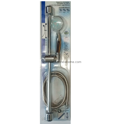 Kit Douchette + Barre de douche – Flexible métal, support coulissant (chromé) – Image 6