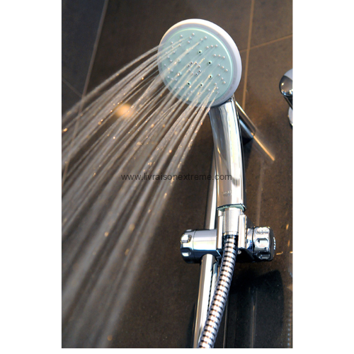 Kit Douchette + Barre de douche – Flexible métal, support coulissant (chromé) – Image 4