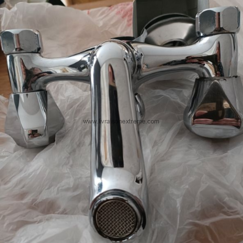 Robinet Mélangeur Bain – Double poignées, bec frontal, finition chromée – Image 2