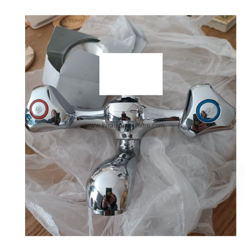 Robinet Mélangeur Bain – Double poignées, bec frontal, finition chromée – Image 3