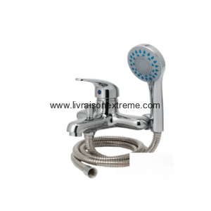 Mitigeur Bain/Douche – Monocommande + douchette à main “feuilles bleues”