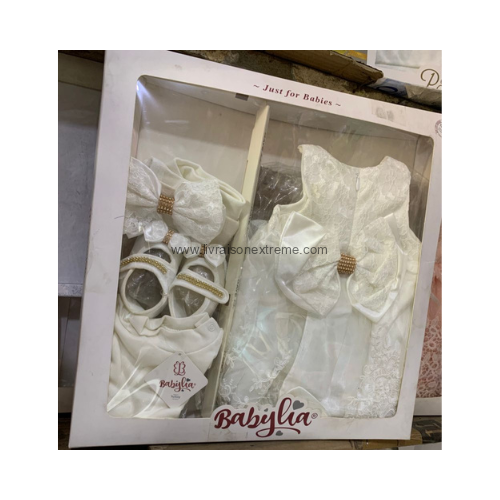 Ensemble de cérémonie bébé ivoire 4 pièces avec nœud – Image 2