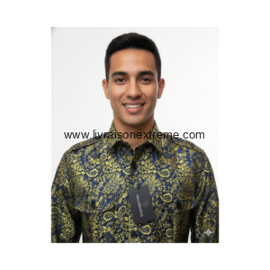 Chemise Présidentielle  – Baroque or sur bleu nuit