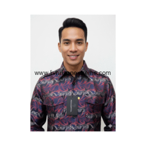 Chemise Présidentielle  – Baroque rouge & argent (manches longues)