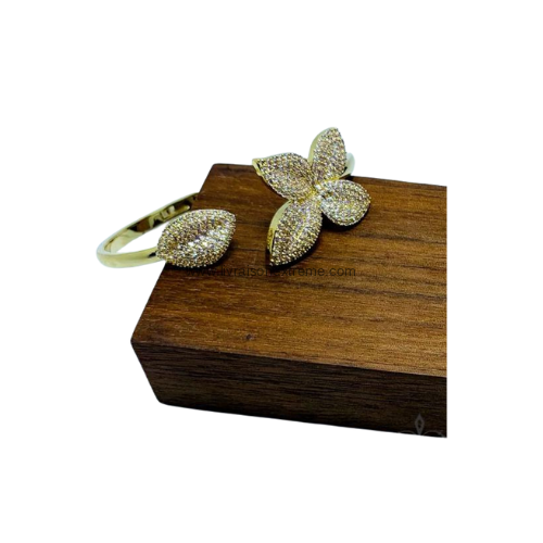 Bracelet jonc en motif feuille et fleur