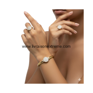 Parure bracelet et bague motif disque étoilé