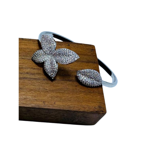 Bracelet jonc en motif feuille et fleur – Image 4
