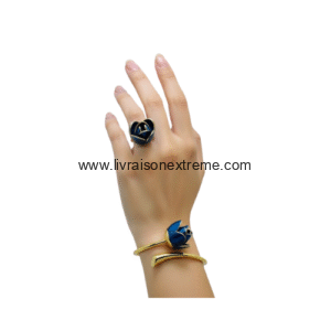 Parure bracelet et bague motif Fleur