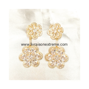 Boucles d'oreilles pendantes en motif floral