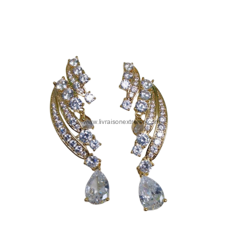 Boucles d'oreilles pendantes cristal et arcs – Image 2