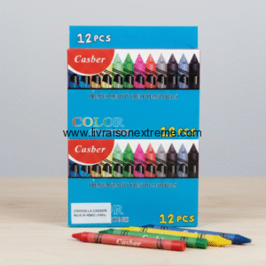 Crayons de Cire CASBER – Boîte de 24 Couleurs Vives (Le Compagnon des Jeunes Artistes)