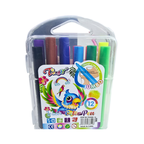 Feutres JUMBO triangulaires – 12 couleurs (Tiongx® Water Color Pen) – Marqueur couleur
