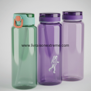 Gourde transparente avec paille – Couleurs pastel