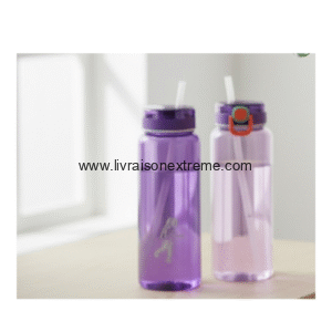 Gourde transparente avec paille – Couleurs pastel