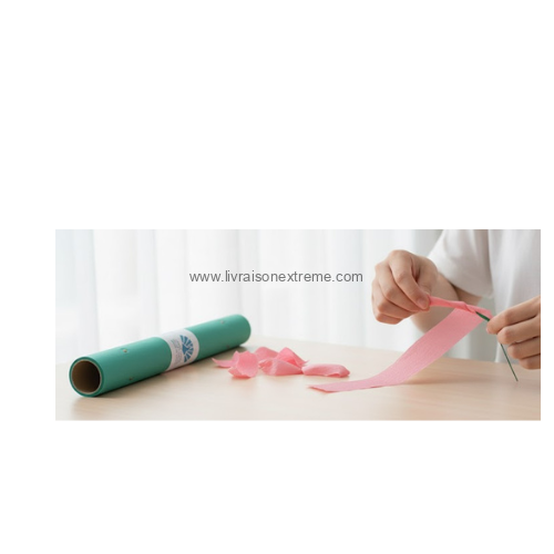 Papier Crépon (Création & Loisirs) - Rouleau de couleur (Vert / Rose) – Image 2