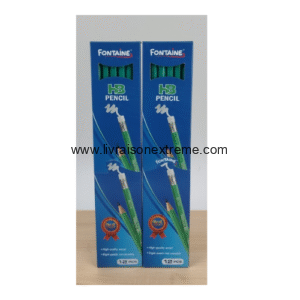Crayons à papier HB FONTAINE – Boîte de 12 – avec gomme – corps vert
