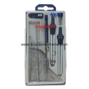 Trousse de géométrie AUKORA 408B – compas + règles + accessoires