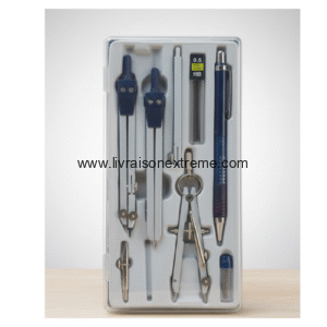 Trousse de compas professionnelle – Set de géométrie complet avec porte-mine 0,5 mm