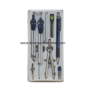 Trousse de compas professionnelle – Set de géométrie complet avec porte-mine 0,5 mm