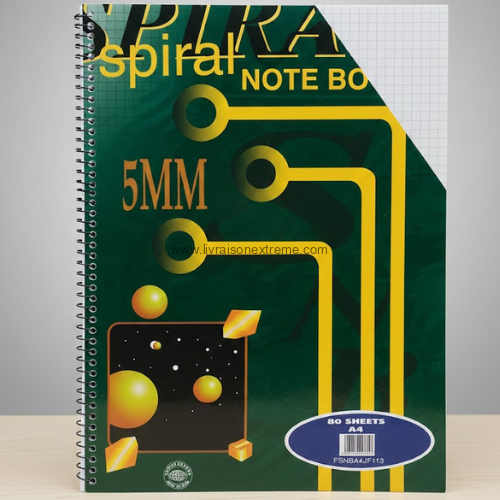 Cahier SPIRAL LUX A4 à spirale, 80 feuilles quadrillées 5 mm en papier 90 g – Image 2