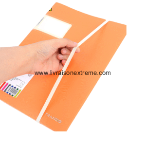 Farde porte-vues TRANBO format A4, couverture orange avec élastique, disponible en 20, 40 ou 60 pochett
