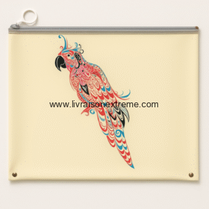 Étui ZIPPER BAG A4 LOMI – NO.20111 – Motif perroquet