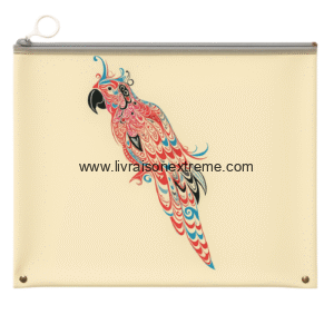 Étui ZIPPER BAG A4 LOMI – NO.20111 – Motif perroquet