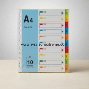 Intercalaires cartonnés A4 couleur – 10 / 12 index