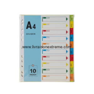 Intercalaires cartonnés A4 couleur – 10 / 12 index