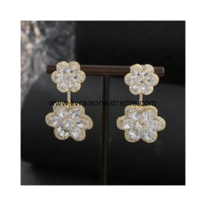 Boucles d'oreilles pendantes en motif floral