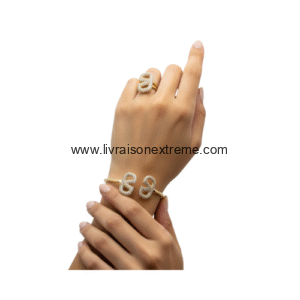 Parure bracelet et bague glamour strass